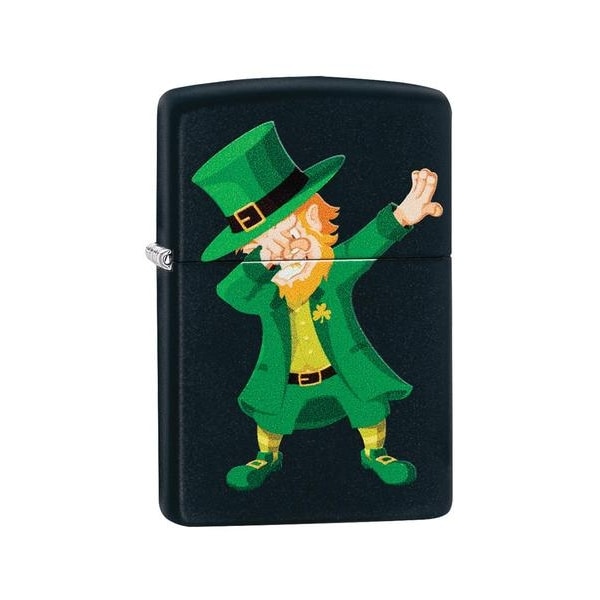 Zippo 2022 Zippo Dabbing Leprechaun, Black Matte, Color Image, ZIP-49124 - main